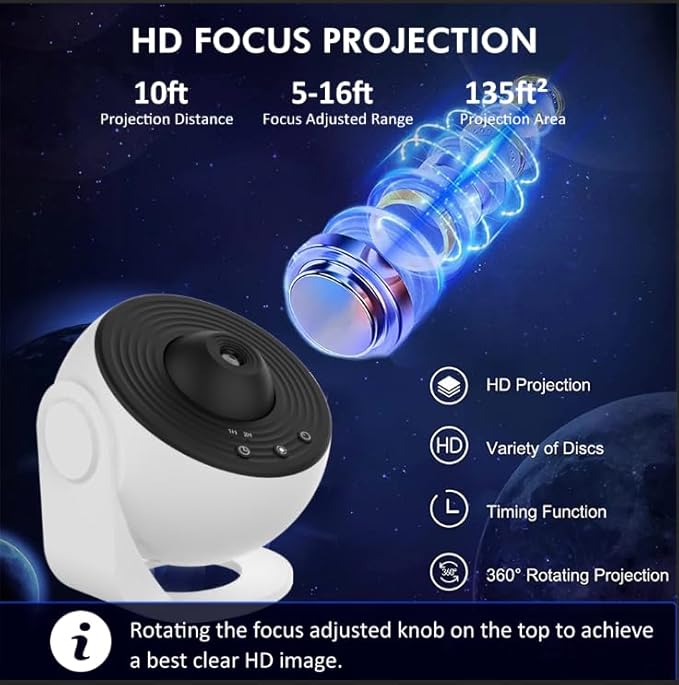 Planetarium Projector for Bedroom, Star Galaxy Light Projector with Nebula Milky Way, LED Night Light for Ceiling with Timer, Mood Lighting for Adults Kids Teens, Home Theater (Black White)