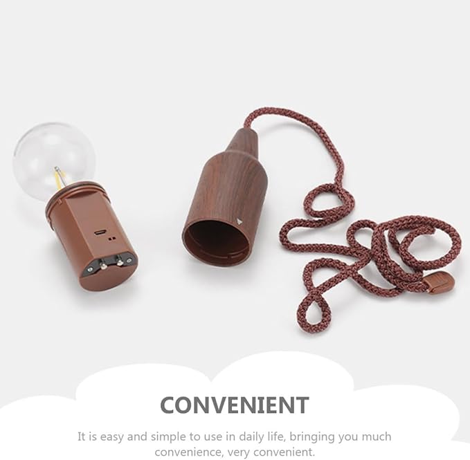 Portable Vintage LED Tent Light, Wear-Resistant Hanging Camping Lamp for Outdoor Hiking and Wild Camping, Retro Pull-Cord Lantern Without Battery