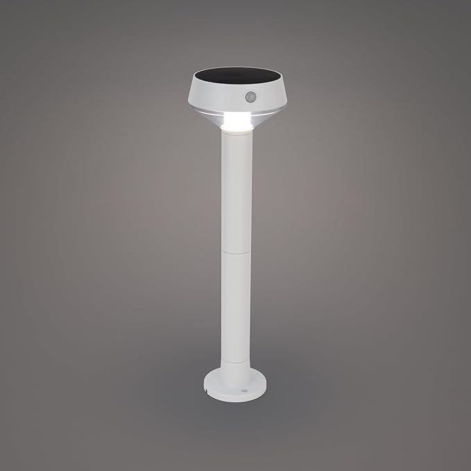 EcoPath Solar Collection LED Landscape Path Light or Fence Post Light with Linkable IR Motion Sensor and Daylight Sensor 80 Lumens 8 Hours on Full Charge 3000K in White (Pack of 2)