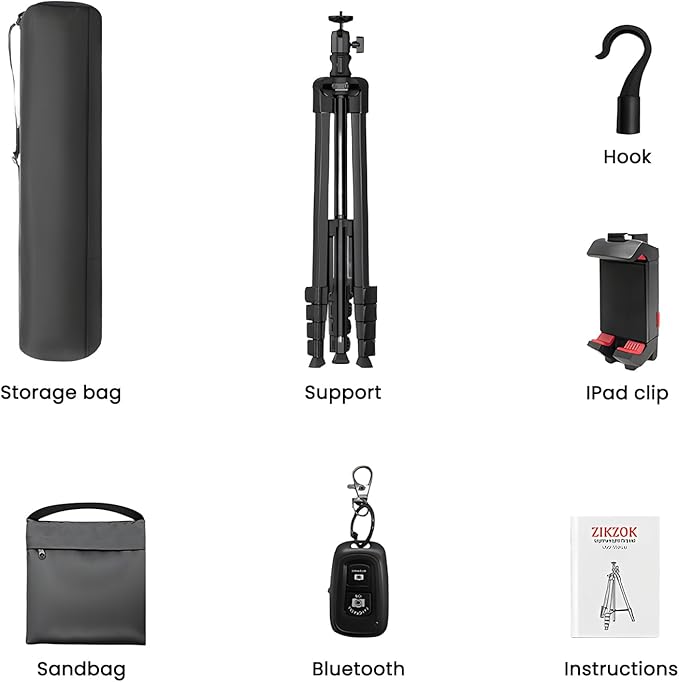 70" Phone Tripod & Selfie Stick, Horizontal Overhead Tripod, Extendable Camera Cell Phone Tripod Stand with Wireless Remote and phone Holder for Filming Video Recording Live Stream