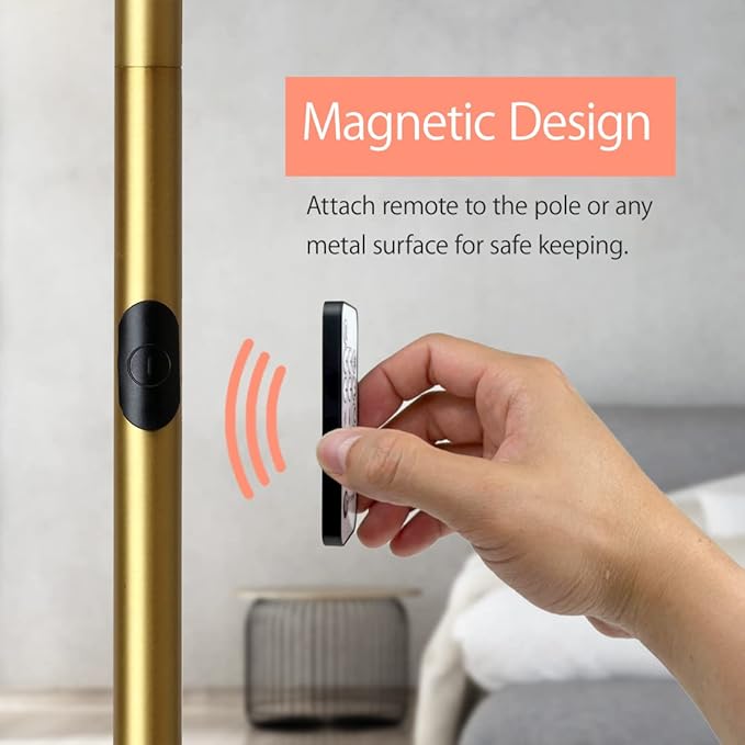 O’Bright LED Cylinder Floor Lamp with Remote Control, Full Range Dimming, Adjustable Color Temperature 3000K-6000K, Minimalist Standing Lamps for Living Room, Bedrooms and Office, Antique Brass