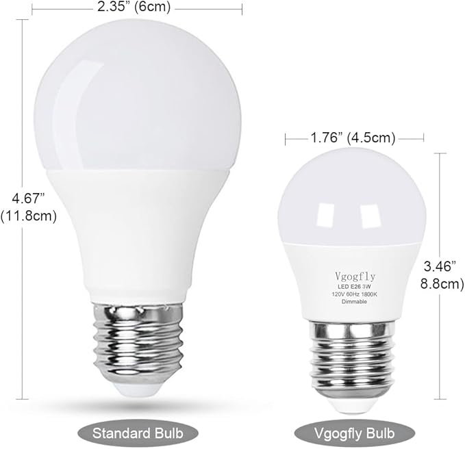 Vgogfly Amber Light Bulbs for Sleep Dimmable - Mood Setting Blue Light Blocking Eye Comfort, A15 3W(25 Watt Equivalent), 1800K E26 for Bedroom Longevity (2 Pack)