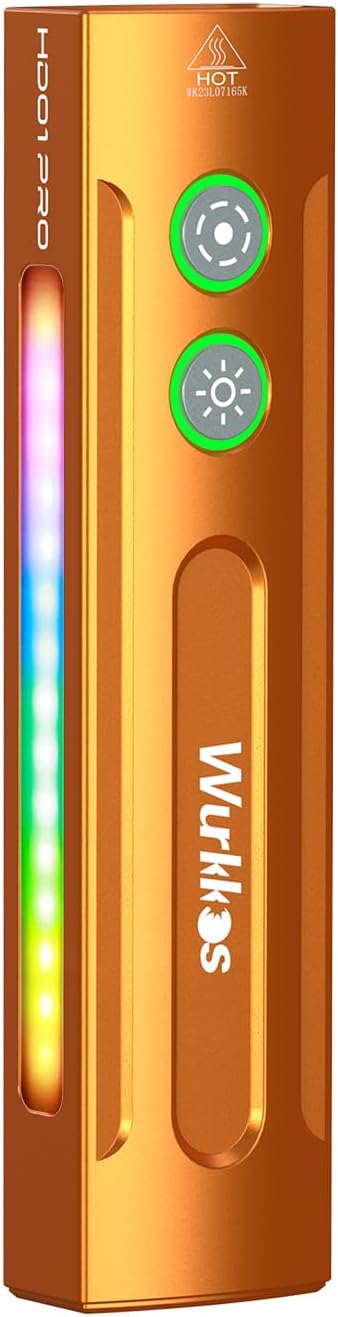 Wurkkos HD01PRO UV Flashlight with UV Light&White LED Combo,Led Flashlight 1200Lumens Flat Flashlight with RGB Light,Rechargeable EDC Flashlight,Pocket Light for Emergency,Pet Urine Detection(Orange)