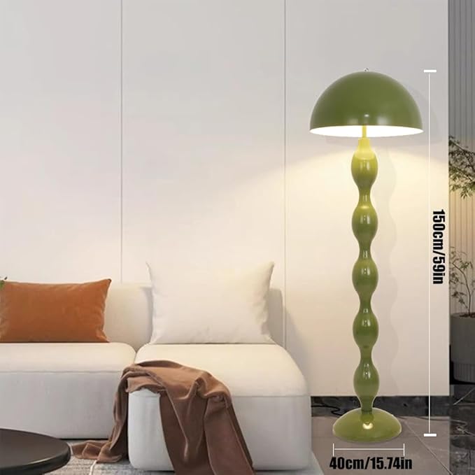 Floor Lamp Creative Green Mushroom Lamp, Standing Lamp with Foot Switch, Creamy Style Modern Tall Lamp for Living Room, Bedroom, Office, Corner, E26/E27 Bulbs Compatible