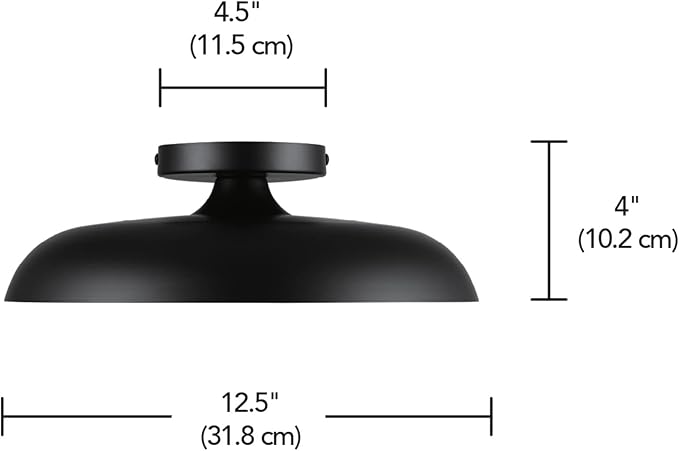 GLOBE Electric 66000075 1-Light 21W Dimmable LED Flush Mount Ceiling Light, Matte Black, White Interior Shade, 800 Lumens, 3000 Kelvin, 90 CRI, Ceiling Light for Bedroom, Lighting for Hallway