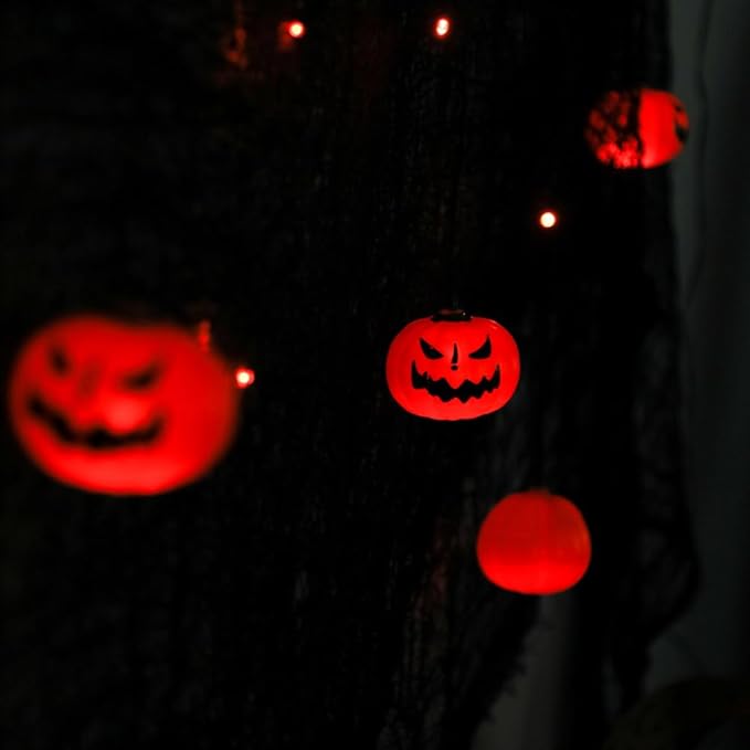 6FT 25LED Halloween Pumpkin Icicle Light, Decorative String Light with 10 Pumpkins, 8 Lighting Modes, Battery Operated, Indoor Outdoor Holiday