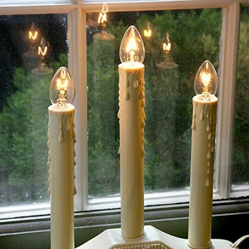 GOOTHY 3 Light Electric Candle Candoliers, Christmas Window Candles Lamps with 4 C7 Clear Bulbs (1 Spare Bulbs), Ivory Bases with 3 Foot Wire, 5W Plug in Candle Lamp, Ready to Use