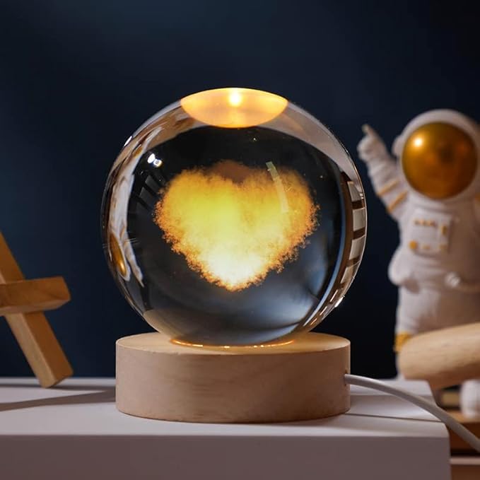 3D Galaxy Crystal Ball Night Light for Gifts with Colorful LED Light Base, Color Changing Light with Remote as a Birthday Gift for Teens Boys and Girls, Heart-Shape Cloud Model