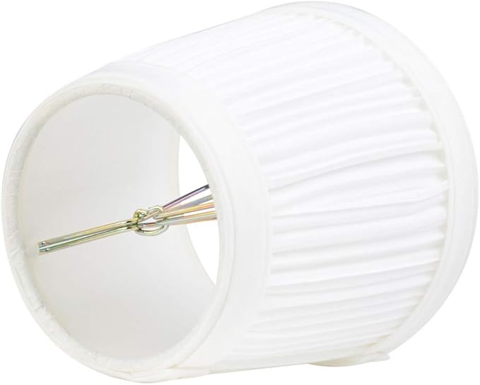 Renovators Supply Manufacturing Small Clip On Lamp Shade White Fabric 4" Tall Vintage Mini Clip On Pleated Drum Style Fits Chandelier Candelabra Bulb Living Or Bedroom Lampshade Replacement Pack Of 6