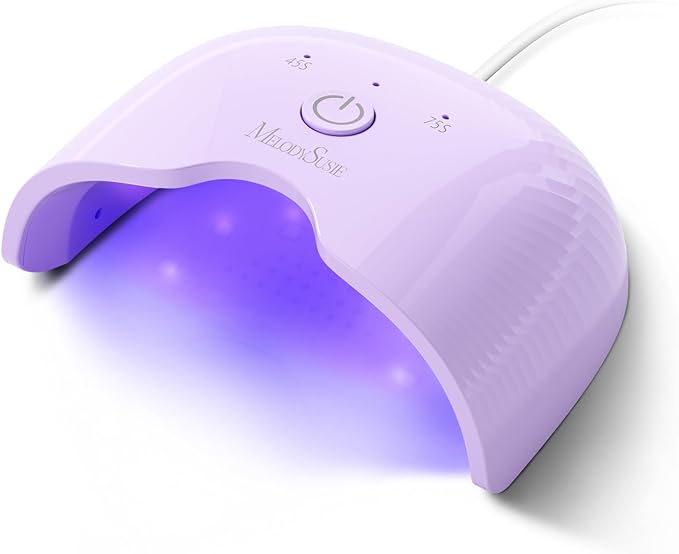 MelodySusie Mini LED UV Nail Lamp with Lightweight Design, P-ART06F Nail Dryer with Simple Button Control Cures All Soft Gels at Home, Especially Half-Cured Gel, Base Coat & Top Coat Purple