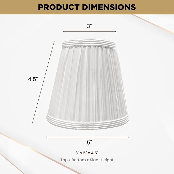 Royal Designs, Inc. CS-1051-5WH-6 Designer Mushroom Pleat Empire Chandelier Lamp Shade, 3 x 5 x 4.5, White, 6-Pack