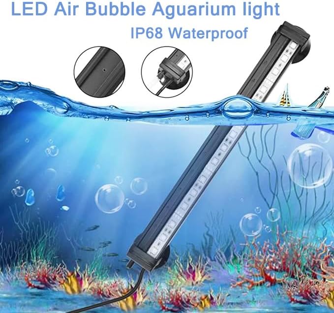 LED Aquarium Lights for Fish Tank,Submersible Fish Tank Light with Air Bubbler Hole Bubble Wall RGB Color Changing Brightness Adjustable Waterproof Remote Control Bubble Tube Light,12W 40inch