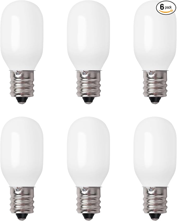 6 Pcs Christmas Village Replacement Light Bulbs, E12 Candelabra Base T20 LED Bulbs,120V 0.7W Replace Bulbs Accessories for Villages Houses Dept 56, Christmas Tree, Halloween Pumpkin Holiday Decor