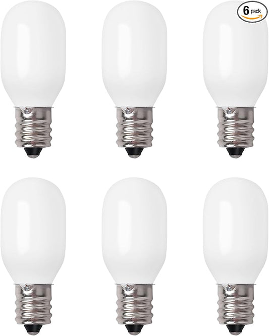 6 Pcs Christmas Village Replacement Light Bulbs, E12 Candelabra Base T20 LED Bulbs,120V 0.7W Replace Bulbs Accessories for Villages Houses Dept 56, Christmas Tree, Halloween Pumpkin Holiday Decor