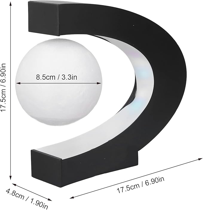 CHICIRIS Floating Moon Night Lights Lamp, Multi-Color Changing Magnetic Levitation Floating Desktop Light, 100‑240V Lamp ABS Floating Moon Night Light for Office Home Desk Decoration