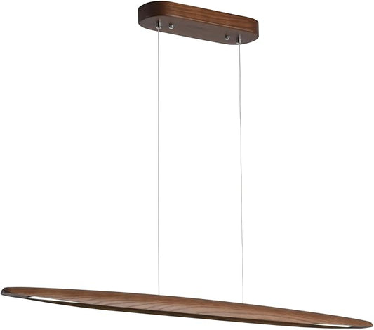 51" Wood Linear Pendant Light Wood Dining Room Light Fixture Modern Pool Table Lights Kitchen Island Lights for Dining Room Bar Kitchen Island Walnut Color
