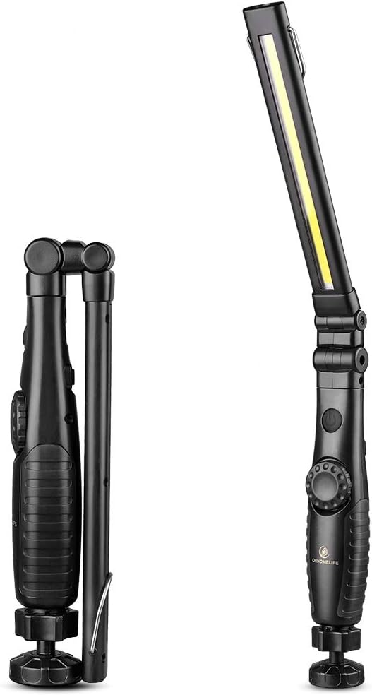 ORHOMELIFE Rechargeable LED Work Light - 750 Lumens Foldable LED Flashlight Handheld Cordless Work Light with Magnetic Base, 360°Rotate, Power Indicator for Car Repair, Garage, Household, Outdoor