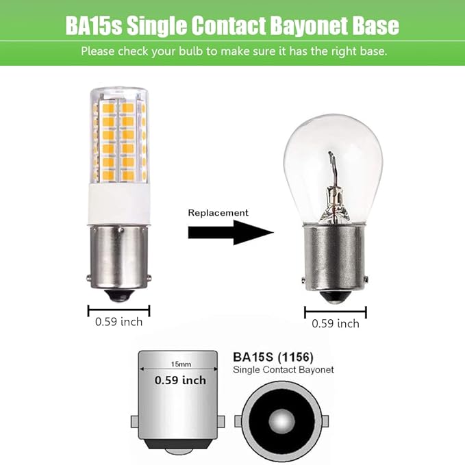 BA15s Single Contact Bayonet LED 12V S8 1141 1156 LED Light Bulb 3W 2700K-3000K for Outdoor Landscape Lighting Path Deck Lights RV Lights Warm Color 6pcs