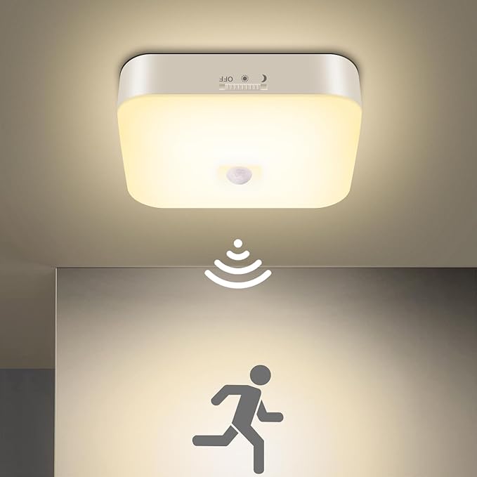 Wireless Motion Sensor Light - 500LM Battery Operated Closet & Shower Light, 3000K Warm, Indoor/Outdoor for Closet, Shower, Porch, Hallway, Garage