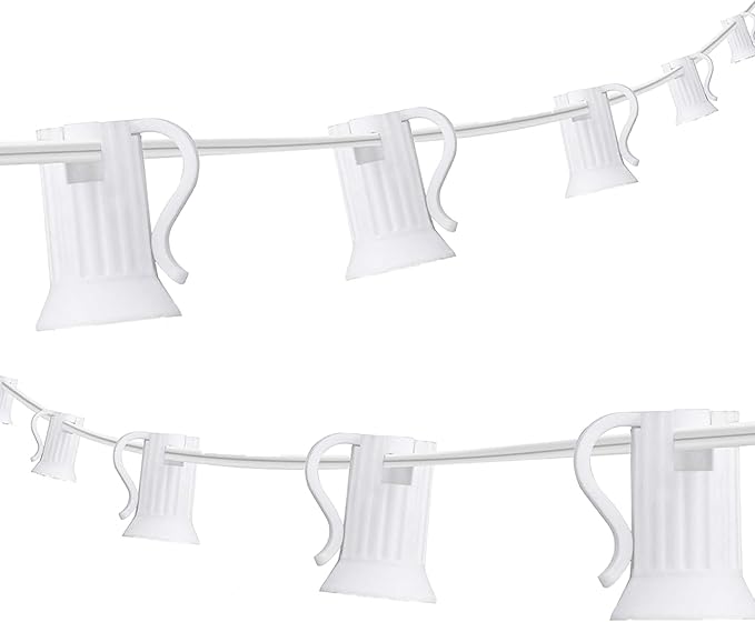 250FT C7 Light String Christmas Stringer, E12 Christmas Sockets 12" Spacing, C7 Stringer Set Green Outdoor String Light for Wedding Patio Event Lighting Decor, White Wire