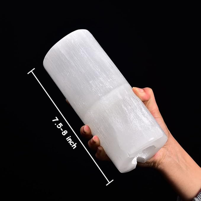 JIC Gem 4-6 LBS Selenite Lamp Large Moroccan Selenite Column Crystal Lamp 8"