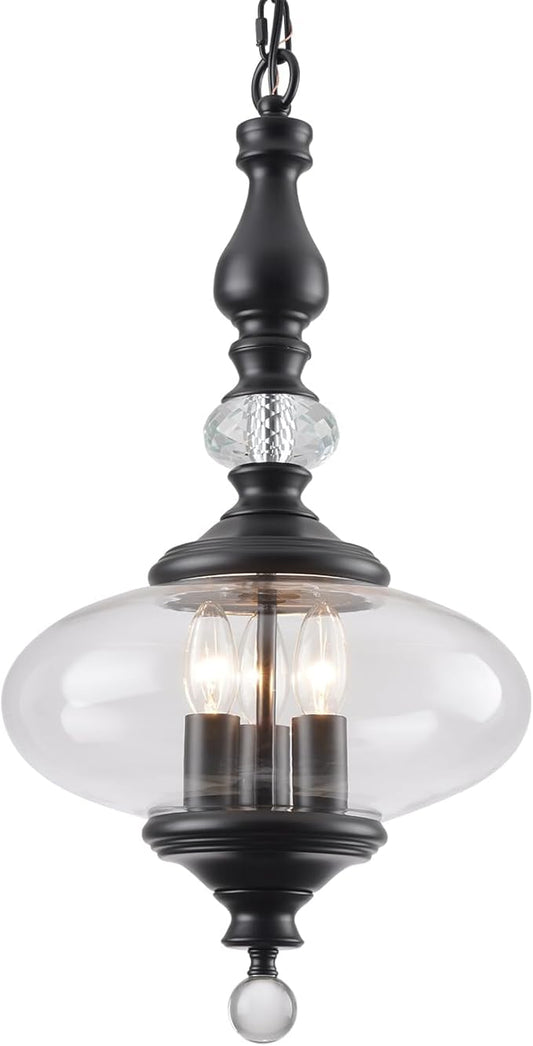 Modern Kitchen Island Pendant Light Matte Black Glass Pendant Light for Kitchens, Dining Rooms Stairs W 11.8 in. H 23.6 in.