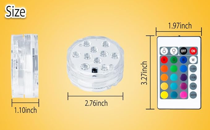 Bath Tub Lights Wireless, Battery Operated Waterproof Glow Light for Bathroom Bathtub Shower Spa Light, Bath Essentials for Women Relaxing, RGB Multi Color Remote Controlled, 2pcs
