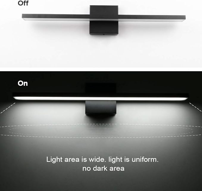 Ralbay 24inch Modern LED Black Vanity Light 20W Frosted Aluminum for Bathroom Vanity Lighting Fixtures Cool White 6000K