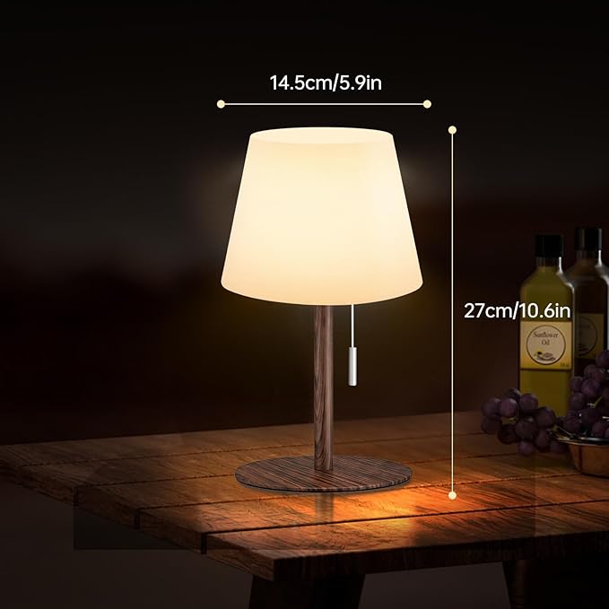 Shower Lamp Battery Operated Outdoor Table Lamps Cordless Waterproof LED Dimmable Warm White and RGB Table Lamps Rechargeable Lamp Outdoor Lamps for Patio/Bathroom（Wood Grain）