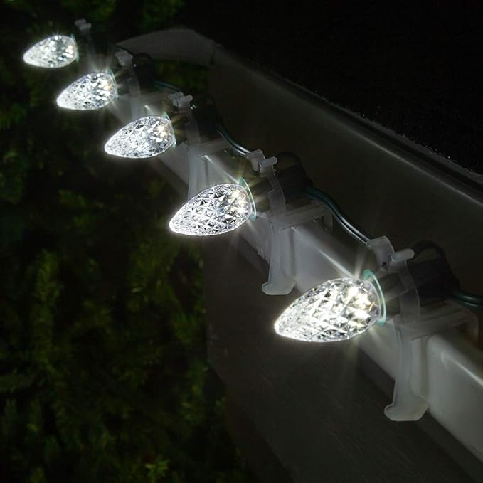 25 C7 Opticore Cool White Heavy Duty Christmas Lights – Outdoor Commercial Bulbs with 18 Gauge Green Wire (25 ft)
