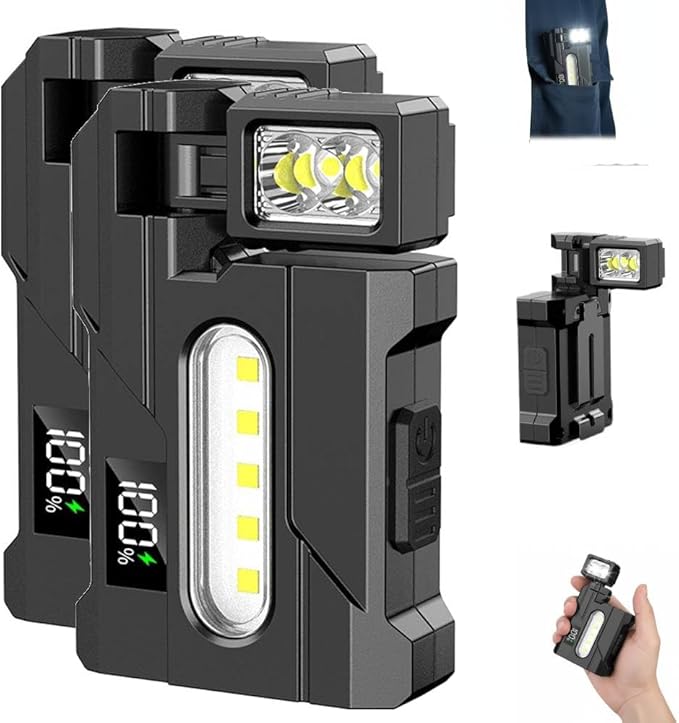 G5 EDC Flashlight 1200 Lumens,Super Bright Rechargeable Mini Light with 180° Rotatable Magnet,3 Modes EDC Flashlight,Portable Pocket Dual Light,Magnetic Keychain F-lashlight for Outdoor Emergencies