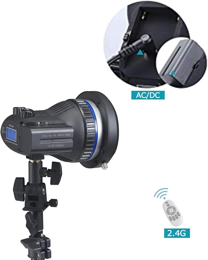 Wellmaking 80W Portable LED Light Continuous Light 5600K CRI 98 COB Spotlight Video Light Dimmable Lightweight Noiseless Fresnel Lens AC/DC Bowens Mount Wireless Remote Control Comes with Light Bag