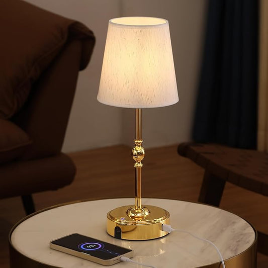 Portables Cordless LED Table Lamp with Dimmer,Outdoor Gold Desk Lamp10000mAh Wireless Rechargeable Battery Nightstand Lamp for Bedroom Bedside Home Camping Balcony Bar RV,Decor