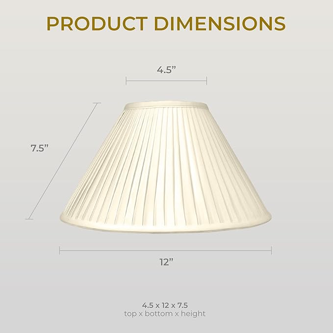 Royal Designs "Coolie Empire Side Pleat Basic Lamp Shade, Beige, 4.5"" x 12"" x 7.5""" (BS-727-12BG)