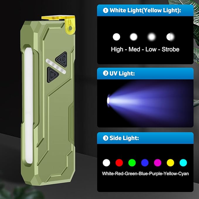 Flat LED Handheld Flashlight Rechargeable Light Camping Dog Walking Working (Green)