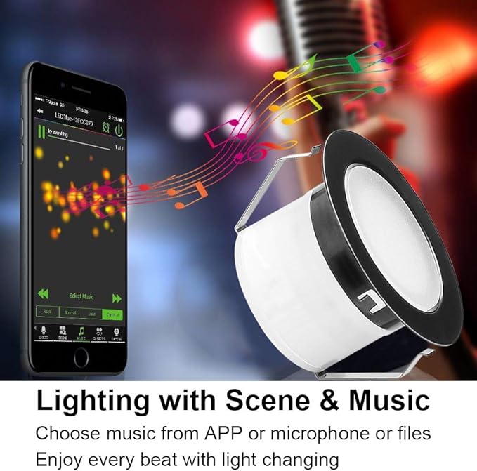 FVTLED WiFi LED Deck Lights Kit RGBW, 30pcs Φ1.77 Smart Phone Control Low Voltage Recessed Muticolor & Warm White Soffit Yard Path Stair Decor Lamp Fit for Alexa Google Home, Black Shell