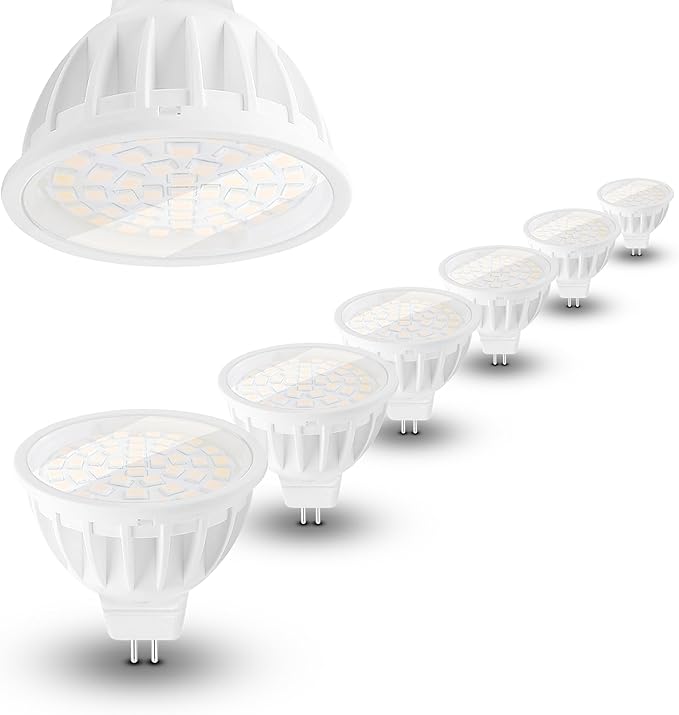 MR16 LED Bulbs Non-Dimmable 50W Halogen Equivalent, 2700K Warm White, 12V GU5.3 LED Spotlight Bulb, 120 Degree Flood Beam Angle for Landscape Track Ceiling Recessed Accent Lighting, 500LM, 6 Pack