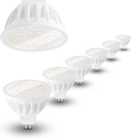 MR16 LED Bulbs Non-Dimmable 50W Halogen Equivalent, 2700K Warm White, 12V GU5.3 LED Spotlight Bulb, 120 Degree Flood Beam Angle for Landscape Track Ceiling Recessed Accent Lighting, 500LM, 6 Pack