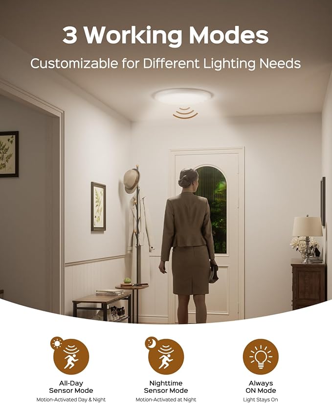 JACKYLED 4 Pack New Upgraded Rechargeable Motion Sensor Ceiling Light with Remote Control,10000mAh Battery Operated Closet Light,Magnetic LED Shower Lights,Ceiling Lamp for Pantry Shed Hallway Porch