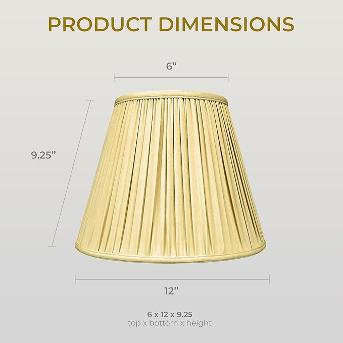 Royal Designs Deep Empire Gather Pleat Basic Lamp Shade, Antique Gold, 6 x 12 x 9.25