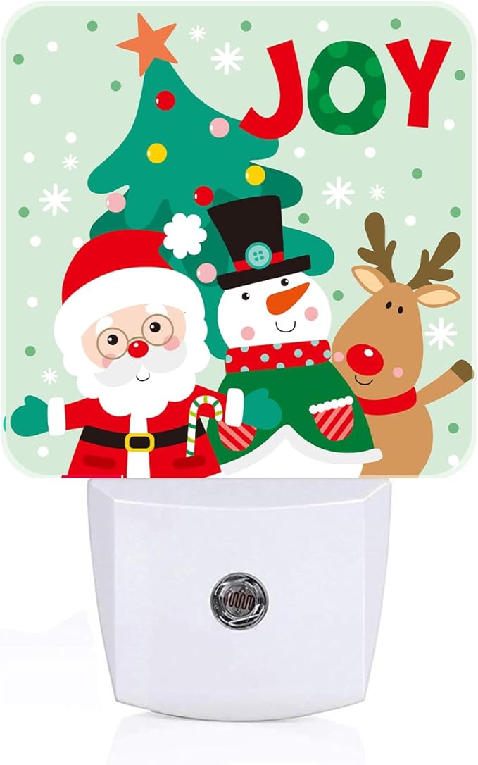 Santa Claus Snowman and Reindeer Night Light,Plug Into Wall with Dusk to Dawn Light Sensors, Warm Nightlights for Bedroom, Bathroom, Hallway, Kitchen, Gifts Ideal for Boys Girls Women Men