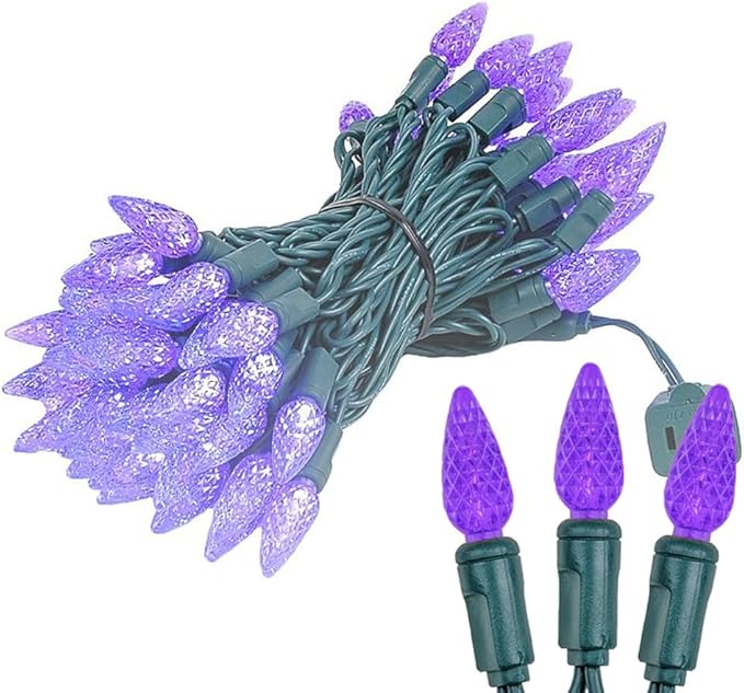 Novelty Lights 24FT 70 LED C6 Christmas String Lights, Outdoor Tree Commercial Grade Permanent Decorations (Purple)