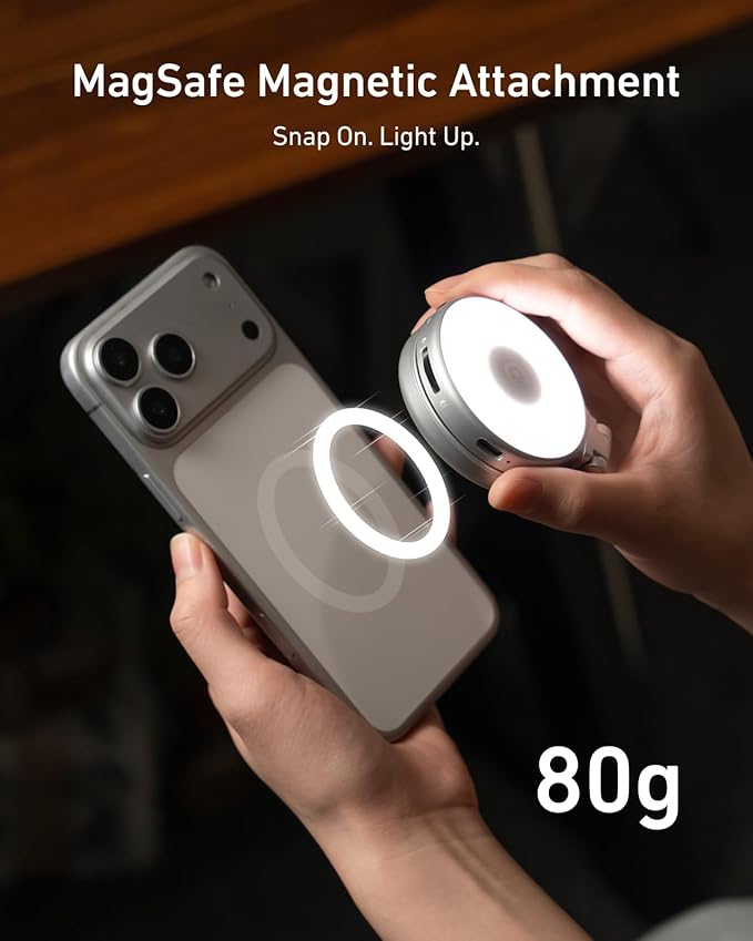 TELESIN Upgraded 4-in-1 Magnetic RGB Selfie Ring Light with Mirror & Phone Stand, Rechargeable Portable Clip On Fill Light for iPhone Samsung TikTok, Vlogging, Makeup, Photography, Streaming