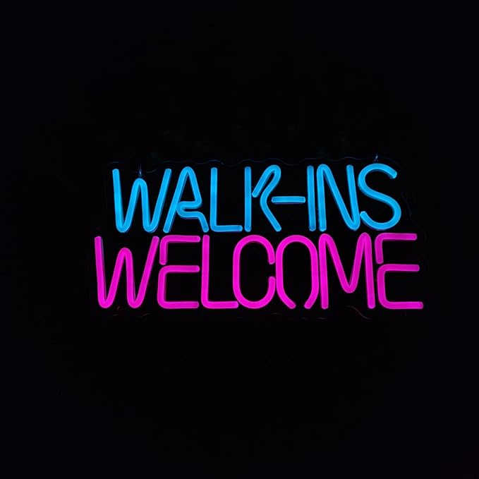 Walk Ins Welcome Neon Signs For Wall Decor, 15.7 * 7.7 Inches Studio Room Led Lights Sign, Pink Business Decor, Aesthetic Operated Light, Store Room Accessories For Door Decorations, SIGNVIA