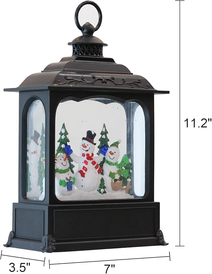 Eldnacele Musical Snow Globe Lantern with Timer, Lighted USB/Battery Operated Swirling Singing Water Glittering Lantern, Snow Globes for Adults and Kids Christmas Decoration- Snowman