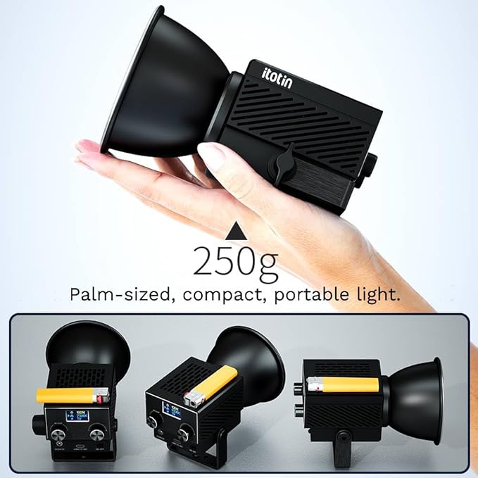LED Video Light, 60W Mini COB Continuous Output Lighting Studio Photography Light, 2700K-7500K, CRI>96, TLCI>97, 2.4G/APP Control, 8 Lighting Effects (1 Pack, White)