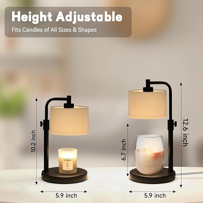 Candle Warmer Lamp, Candle Lamp Warmer with Timer Adjustable Height Wax Warmer Lamp for Jar Candles, Birthday Gifts for Women House Warming Gifts (Black)