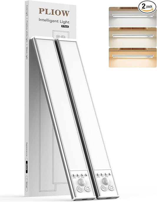 Under Cabinet Lighting, LED Motion Sensor Light Indoor with 3 Color Dimmable, 2000mAh Battery Operated Closet Lights Rechargeable Lamp, Magnetic Under Counter Night Lights Used in Cabinet (12 inches)