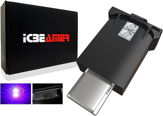 ICBEAMER Type C Adapters USB Atmosphere LED Light, [Color: Purple] | Smart Interface Plug-in Miniature LED Night Light for Automotive Car, Trunk, Van, Pickup, Enhance Mood Lighting.