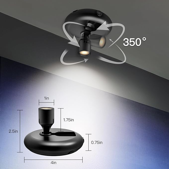 Wireless Led Spot light Battery Operated with Remote ,Up Light for Plants ,Down Light for Picture on Wall, Dimmable Timer Mini Accent SpotLight Painting Light for Trees Frame Dartboard Gallery Cabinet